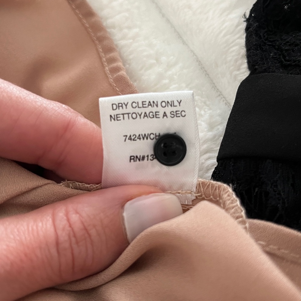 Revolve WAYF Berklin Lace Black Fitted Long Sleeve Blouse Top with Nude Tank Top - Picture 8 of 14